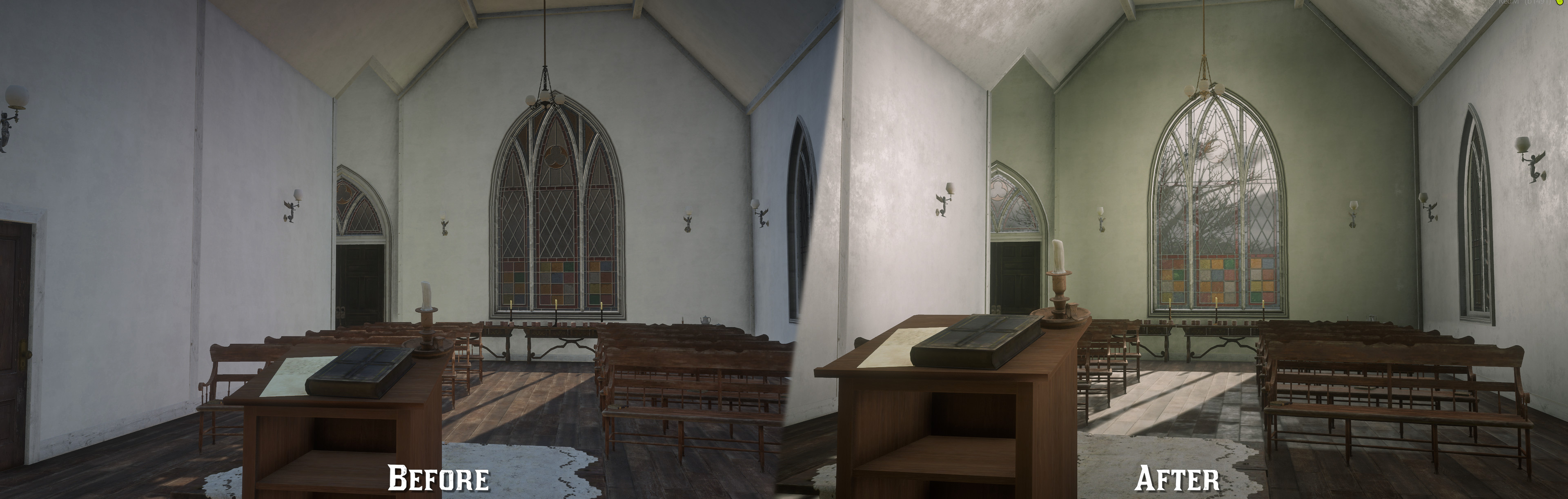 Before and after of a custom church interior