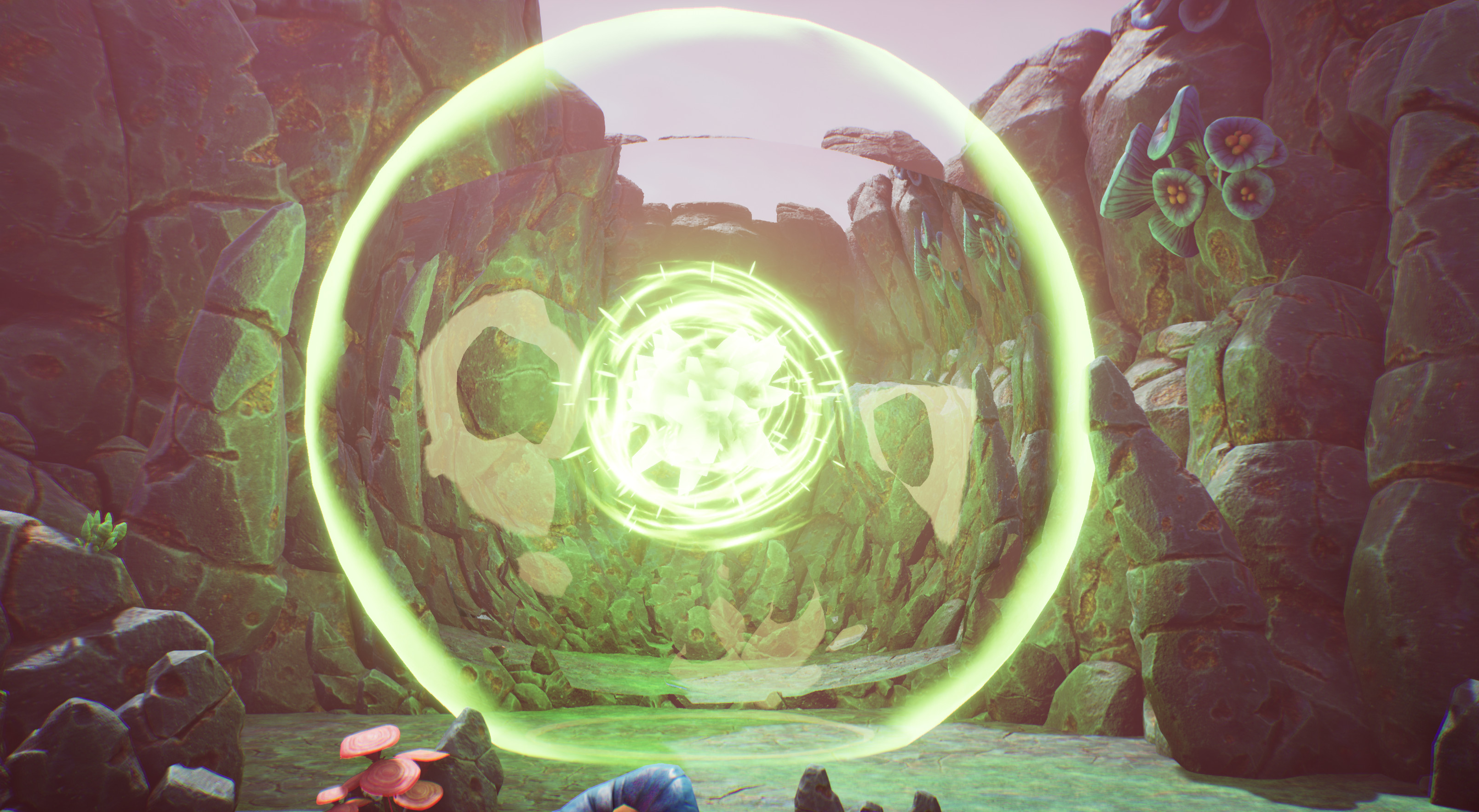 A frozen still of an explosion from The Gunk.